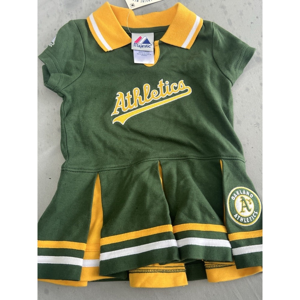 New MLB Majestic Athletics Baby Cheerleader Outfit Green 18 Months